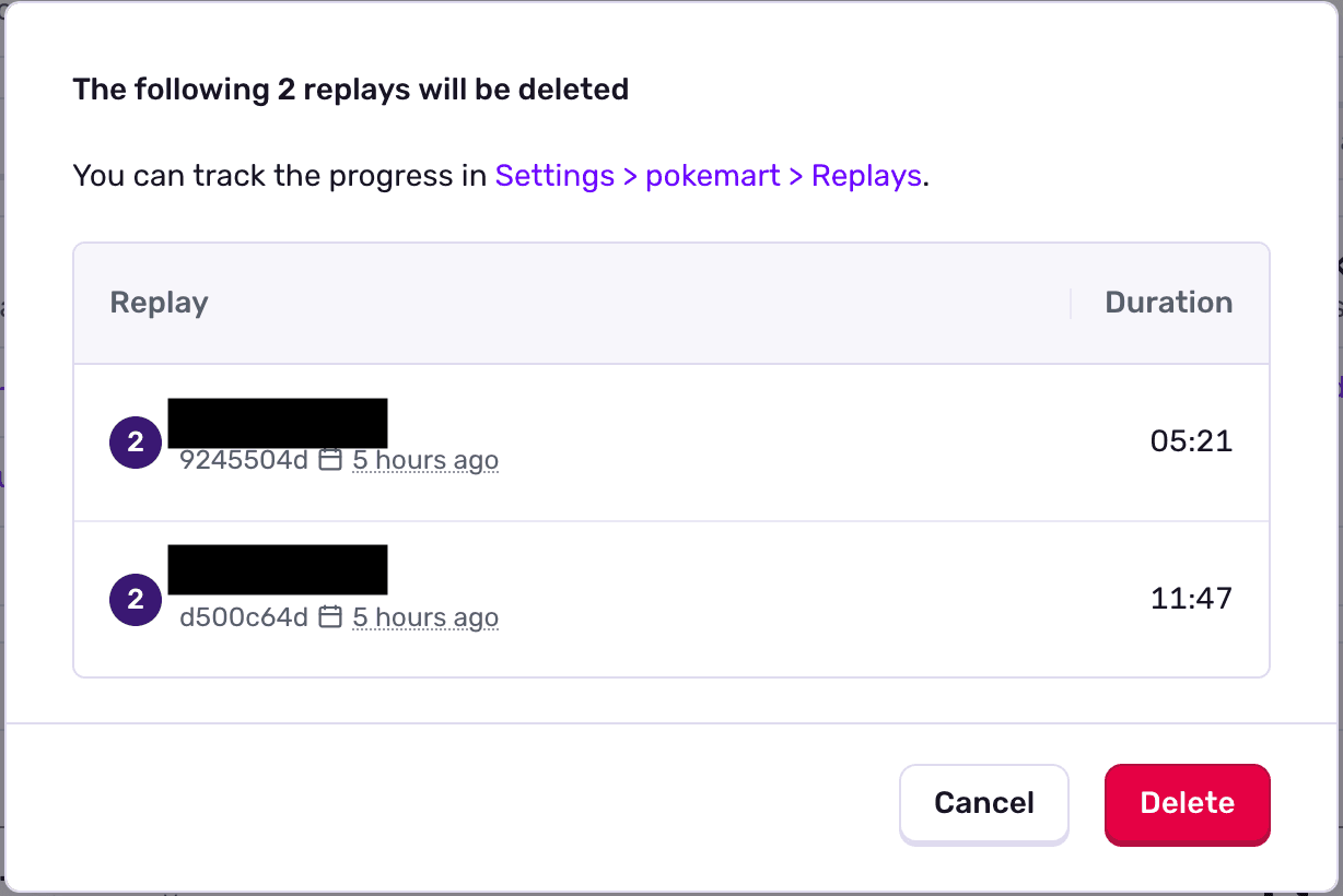 Session Replay details user interface